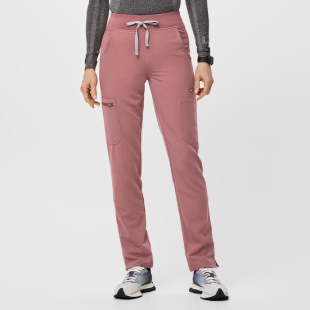 Figs High Waisted Yola Skinny Scrub Pants - Mauve Pink Size Small Tall
